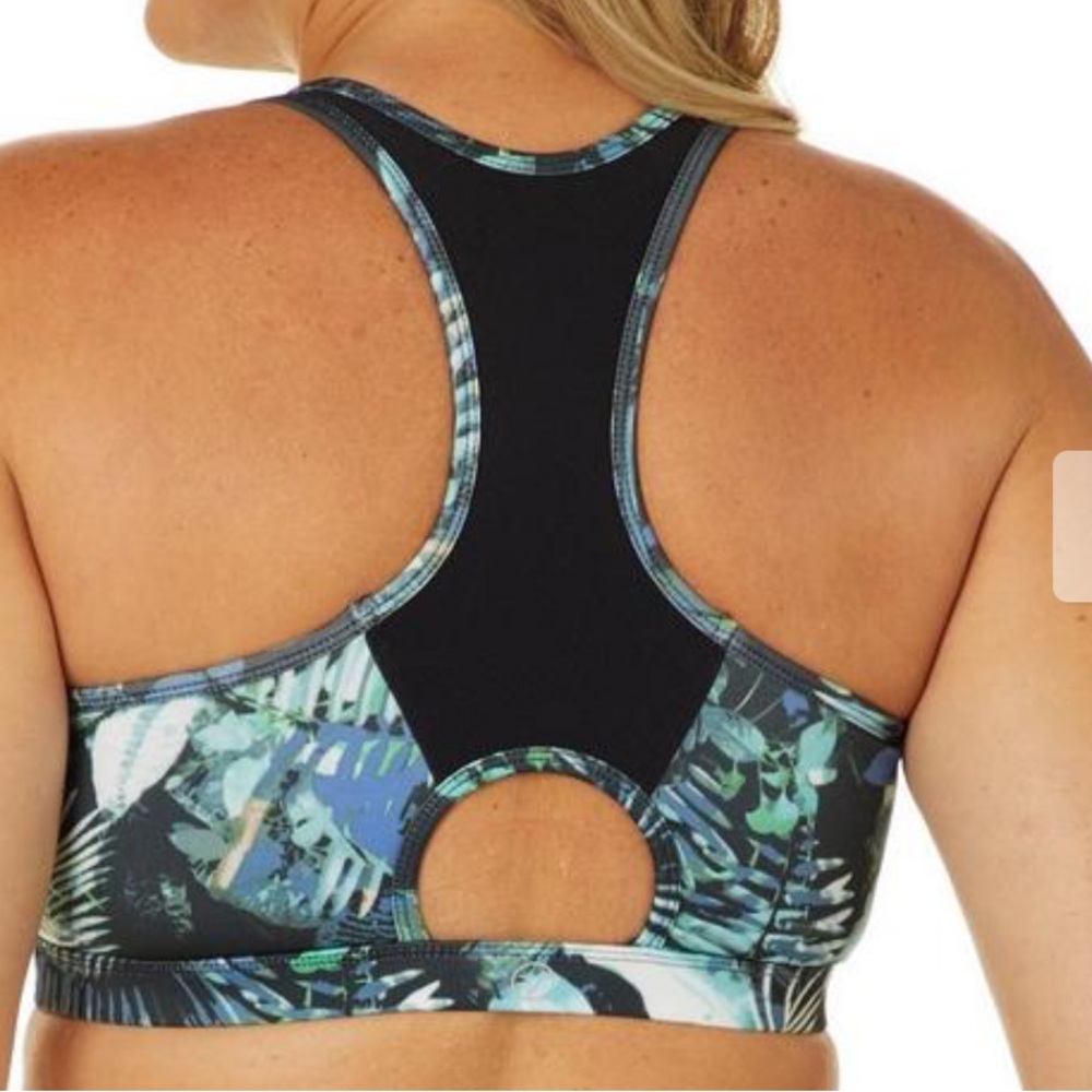 VOGO Athletica Blue Leaf Print Sports Bra - Picture 3 of 6